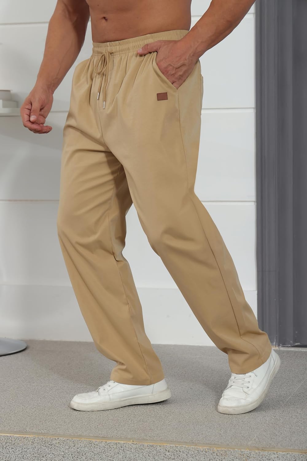Mens Casual Jogger Pants Relaxed Fit Cargo Pants Drawstring Sweatpants Hiking Outdoor Twill Sport Pants