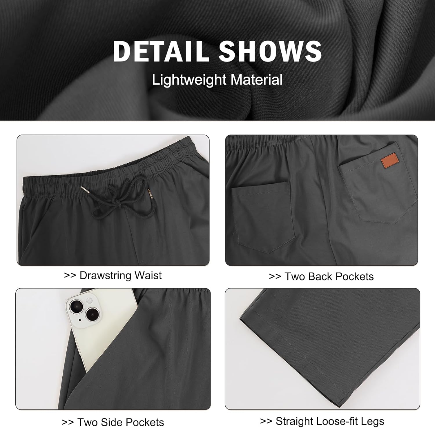Mens Casual Jogger Pants Relaxed Fit Cargo Pants Drawstring Sweatpants Hiking Outdoor Twill Sport Pants