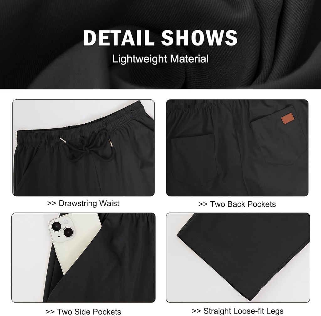 Mens Casual Jogger Pants Relaxed Fit Cargo Pants Drawstring Sweatpants Hiking Outdoor Twill Sport Pants