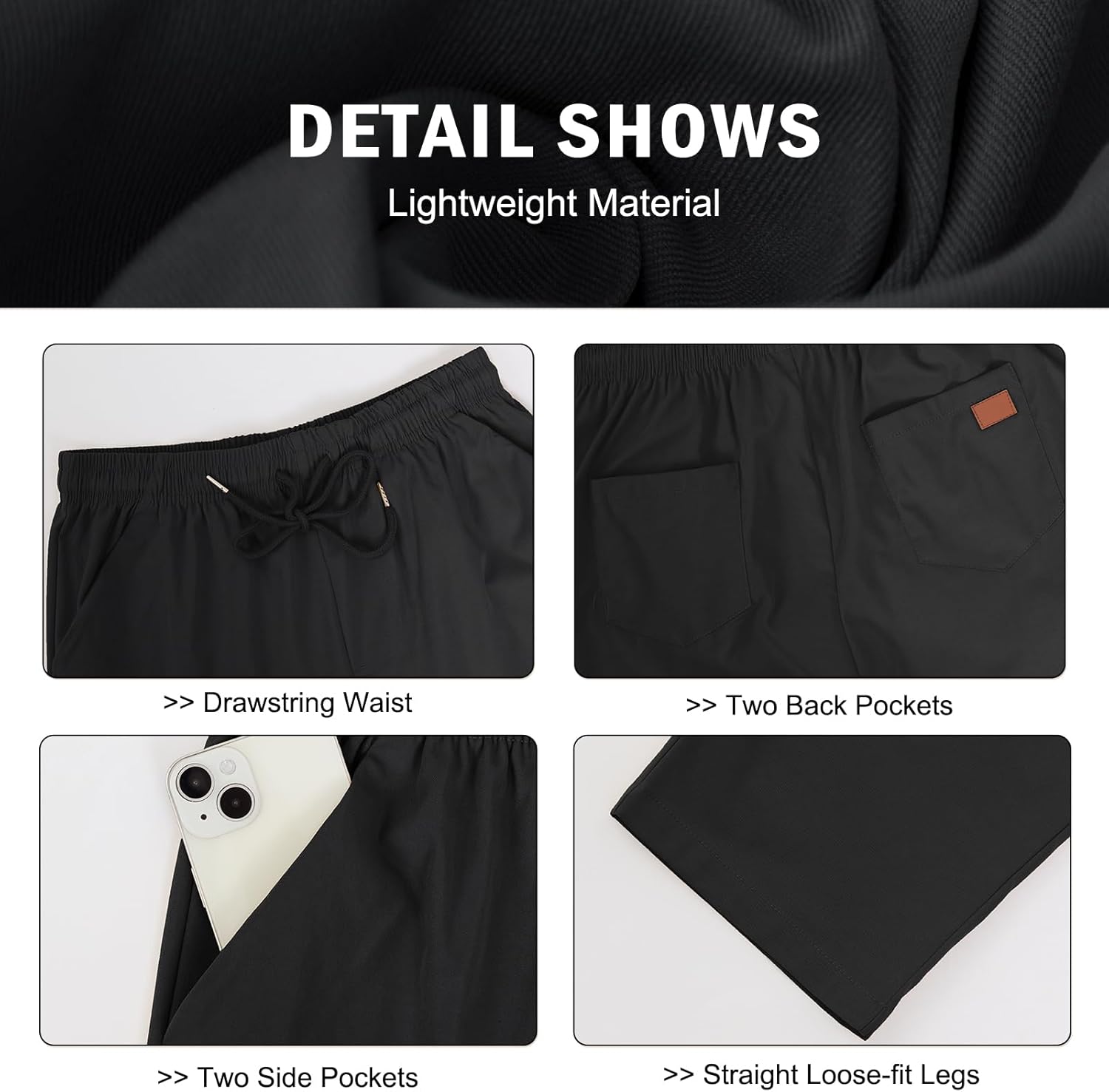 Mens Casual Jogger Pants Relaxed Fit Cargo Pants Drawstring Sweatpants Hiking Outdoor Twill Sport Pants